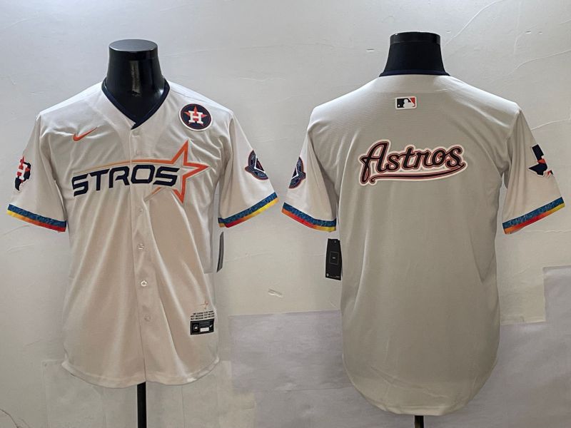 Men Houston Astros Blank Cream Fourth generation Joint Name 2025 Nike MLB Jersey style 41410->houston astros->MLB Jersey